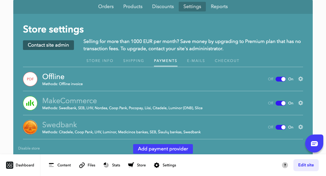 Payment Methods for Online Store