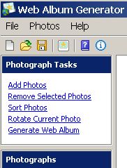 Web Album Generatori menüü